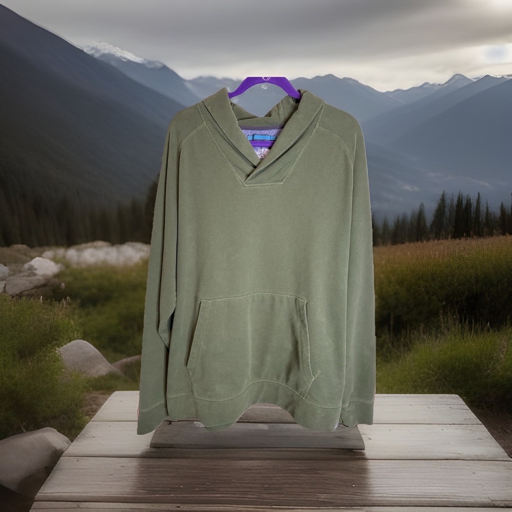 The North Face Olive Green Flip Collar Pullover Sweatshirt Size XXL